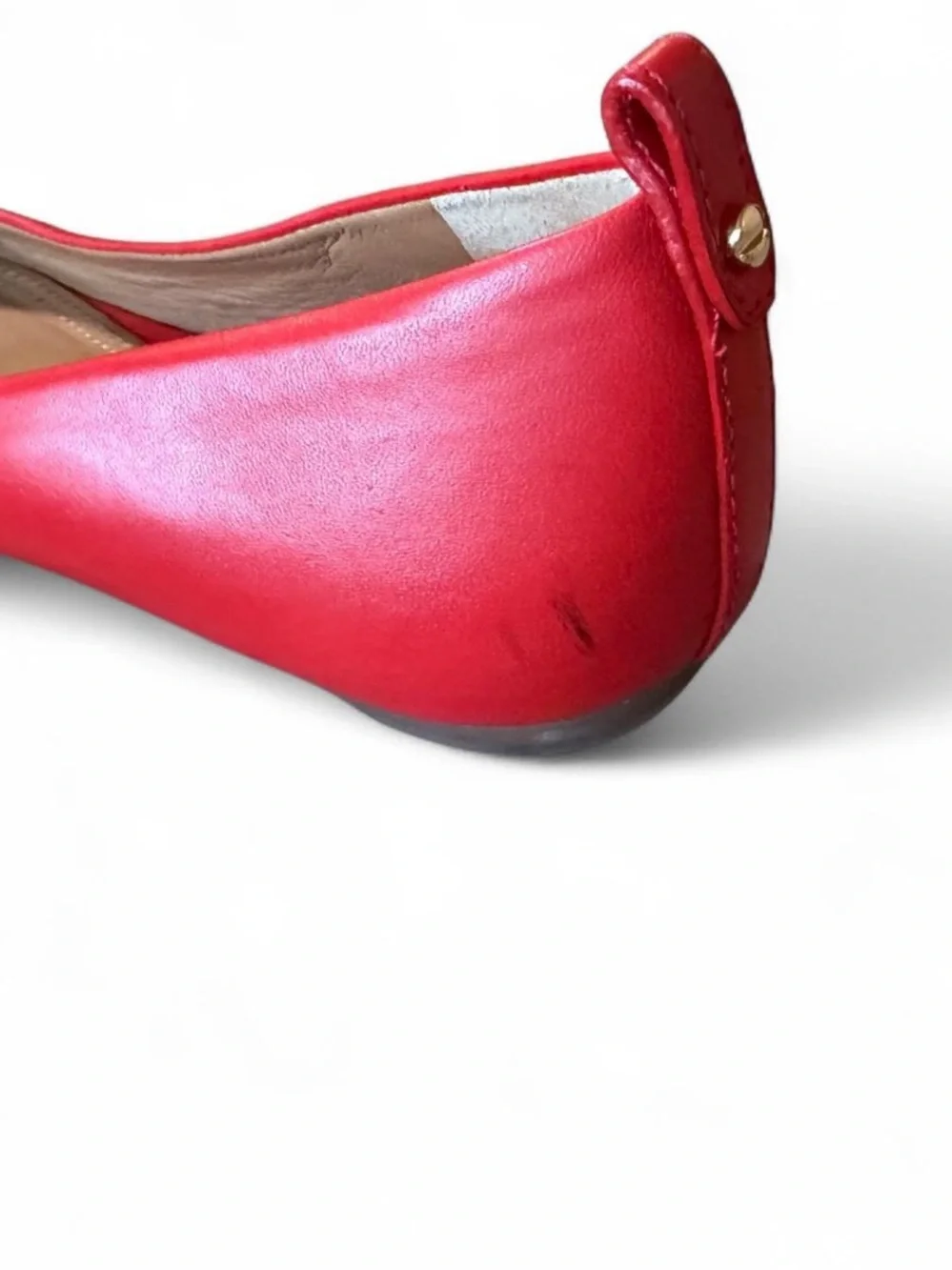 Tory Burch Gabriel Exotic Red-Orange Leather Ballet Flats Size 7